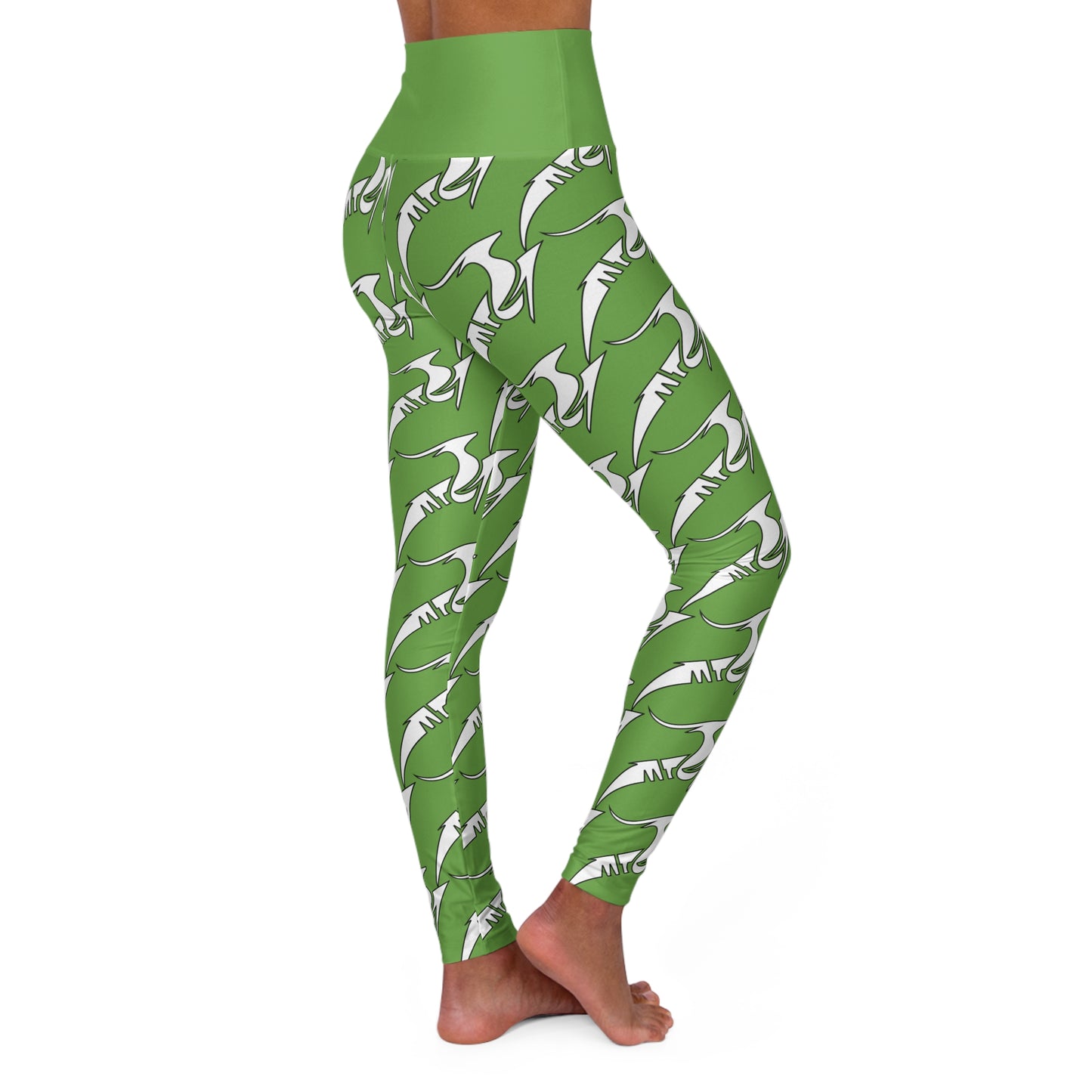 High Waisted Gazelle Yoga Leggings Yellow on Green