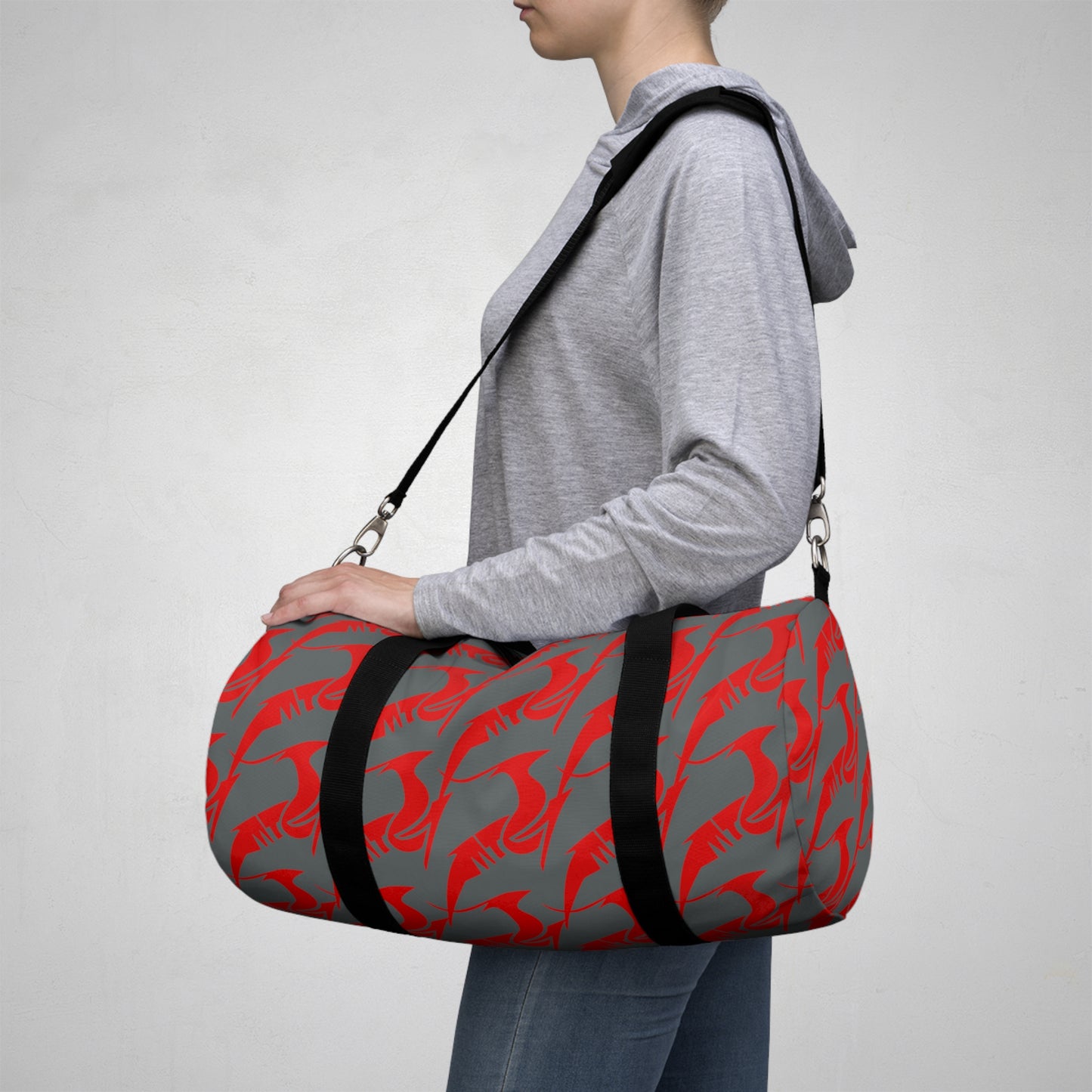 Duffel Bag Red on Gray