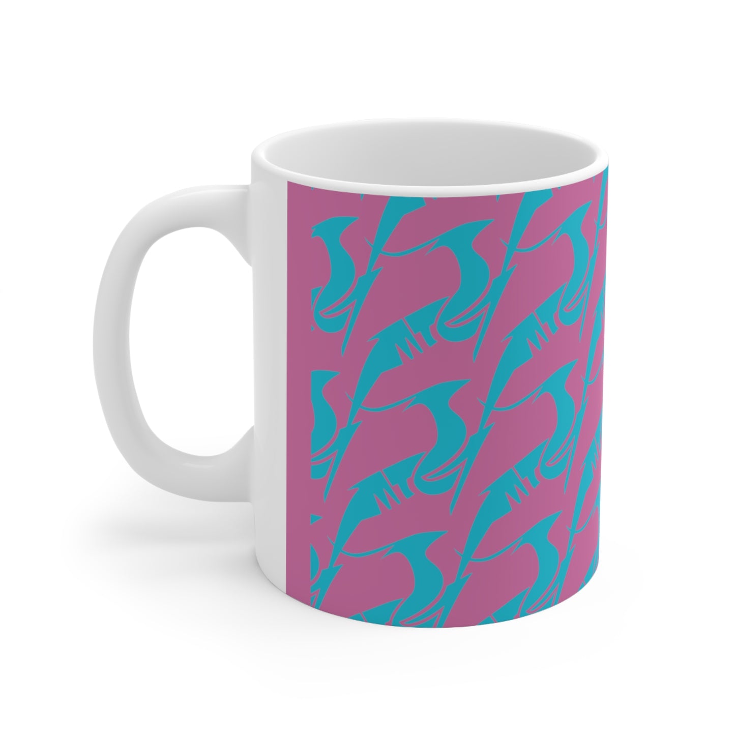 Ceramic Mug 11oz Blue on Pink