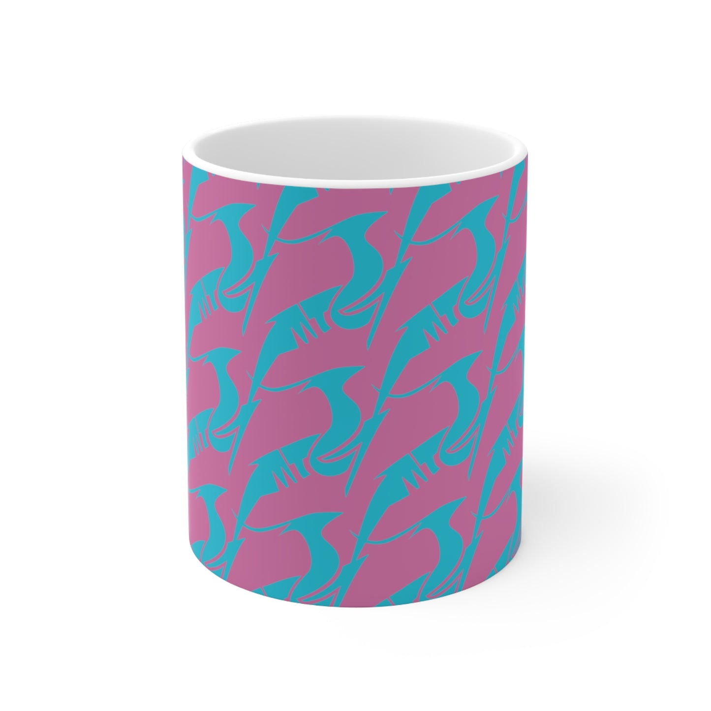 Ceramic Mug 11oz Blue on Pink