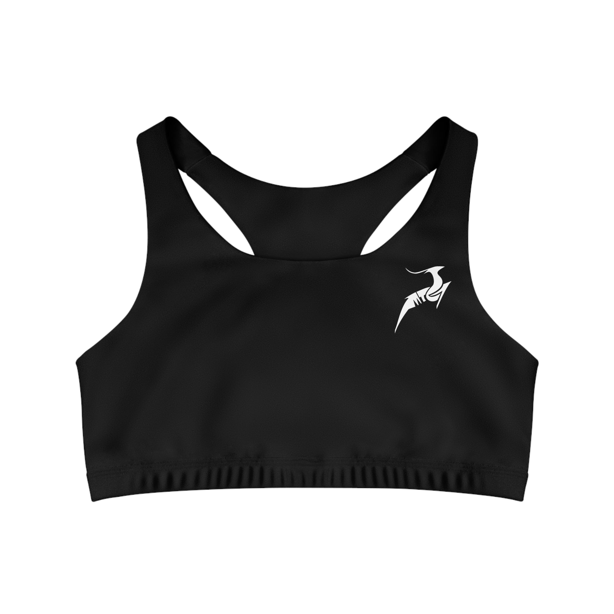 Laminated sports bra in black - Oseree