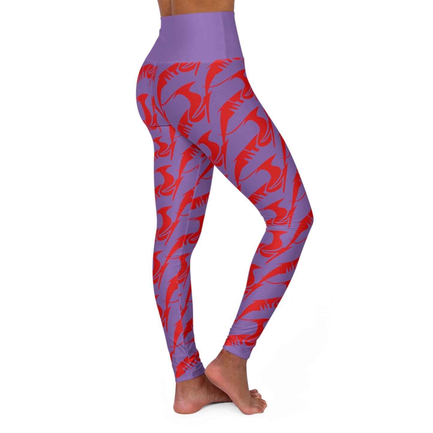 High Waisted Yoga Leggings Red & Purple