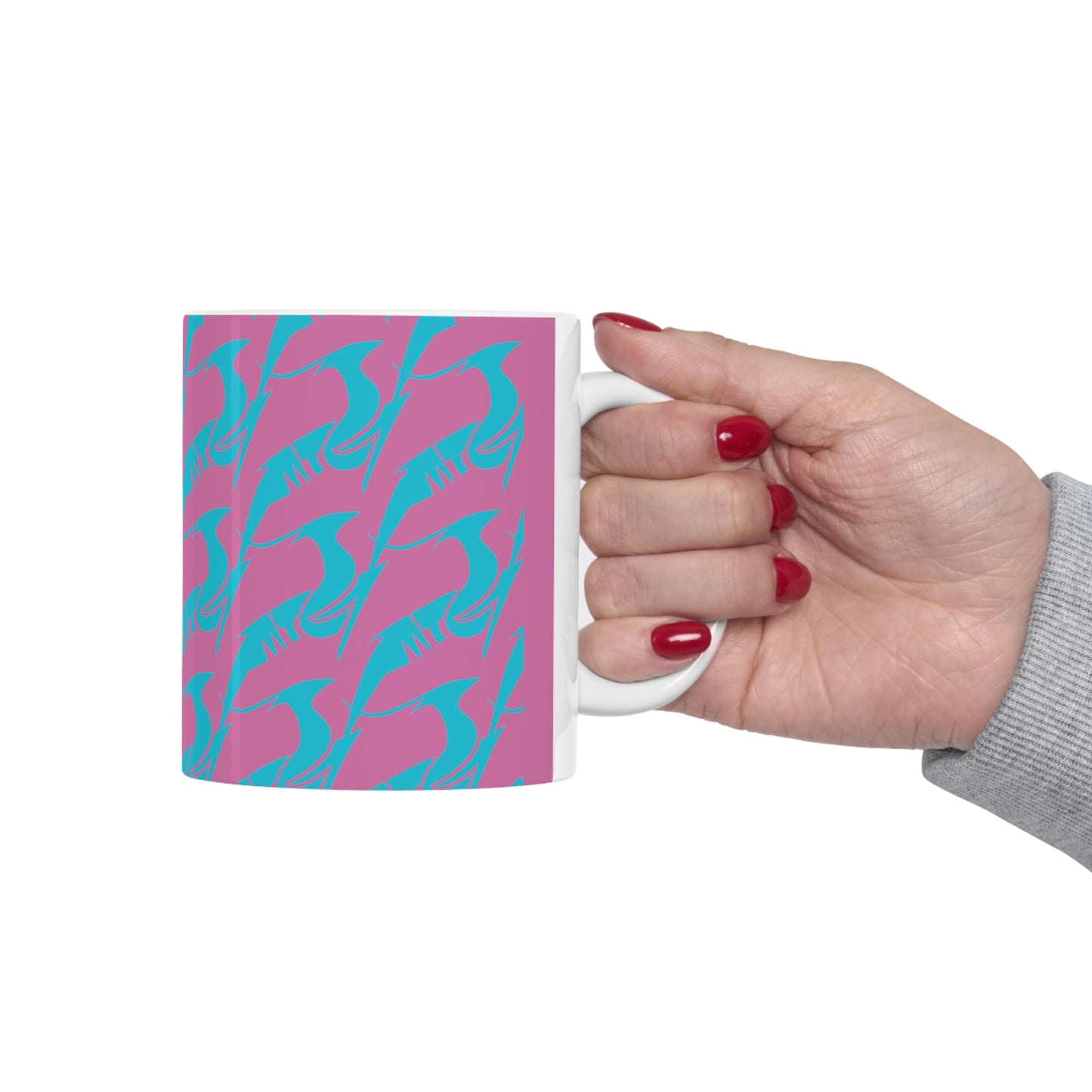 Ceramic Mug 11oz Blue on Pink