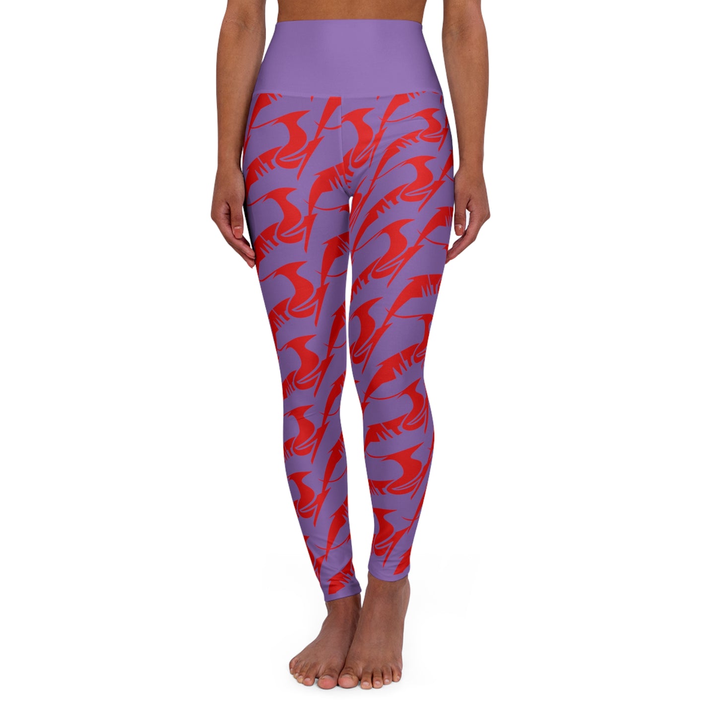 High Waisted Yoga Leggings Red & Purple