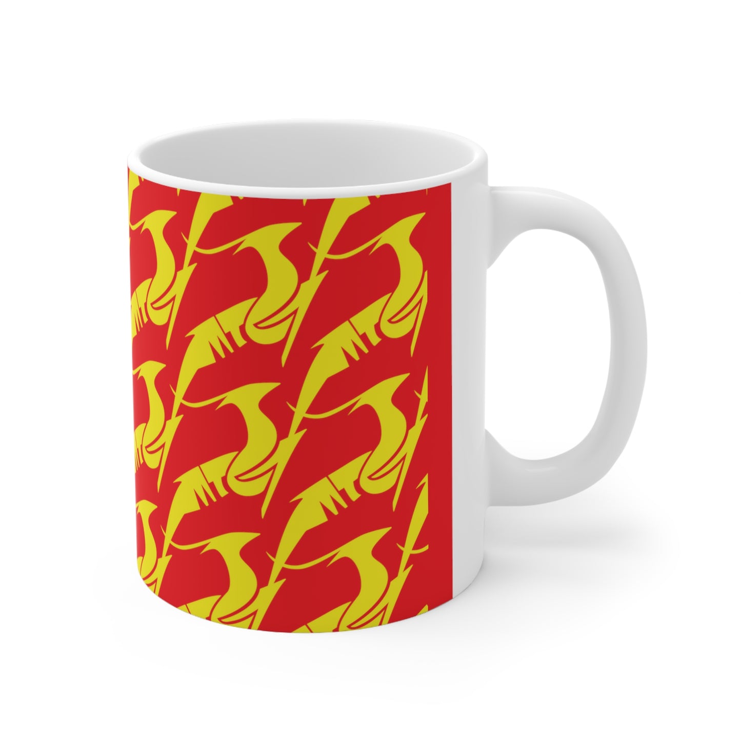 Ceramic Mug 11oz - Yellow on Red