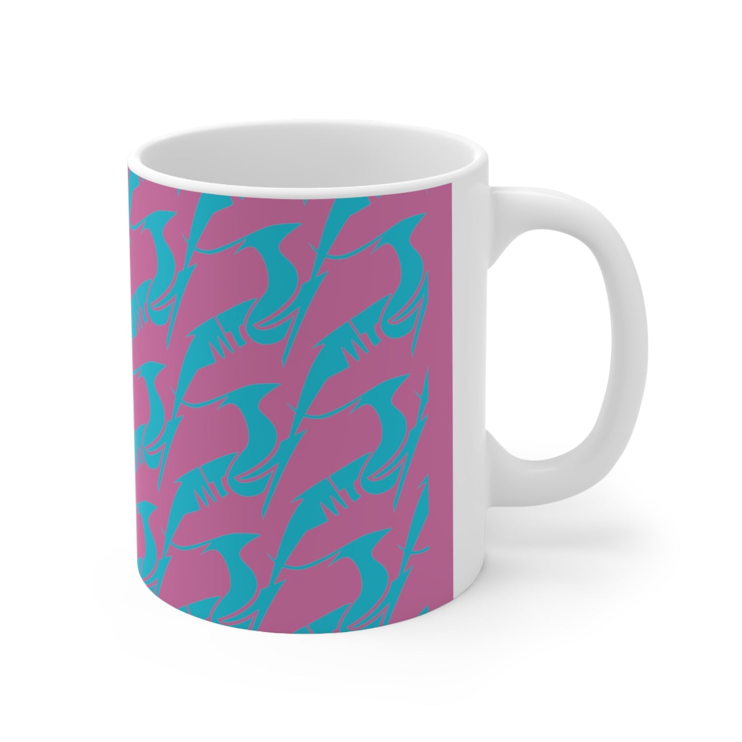 Ceramic Mug 11oz Blue on Pink