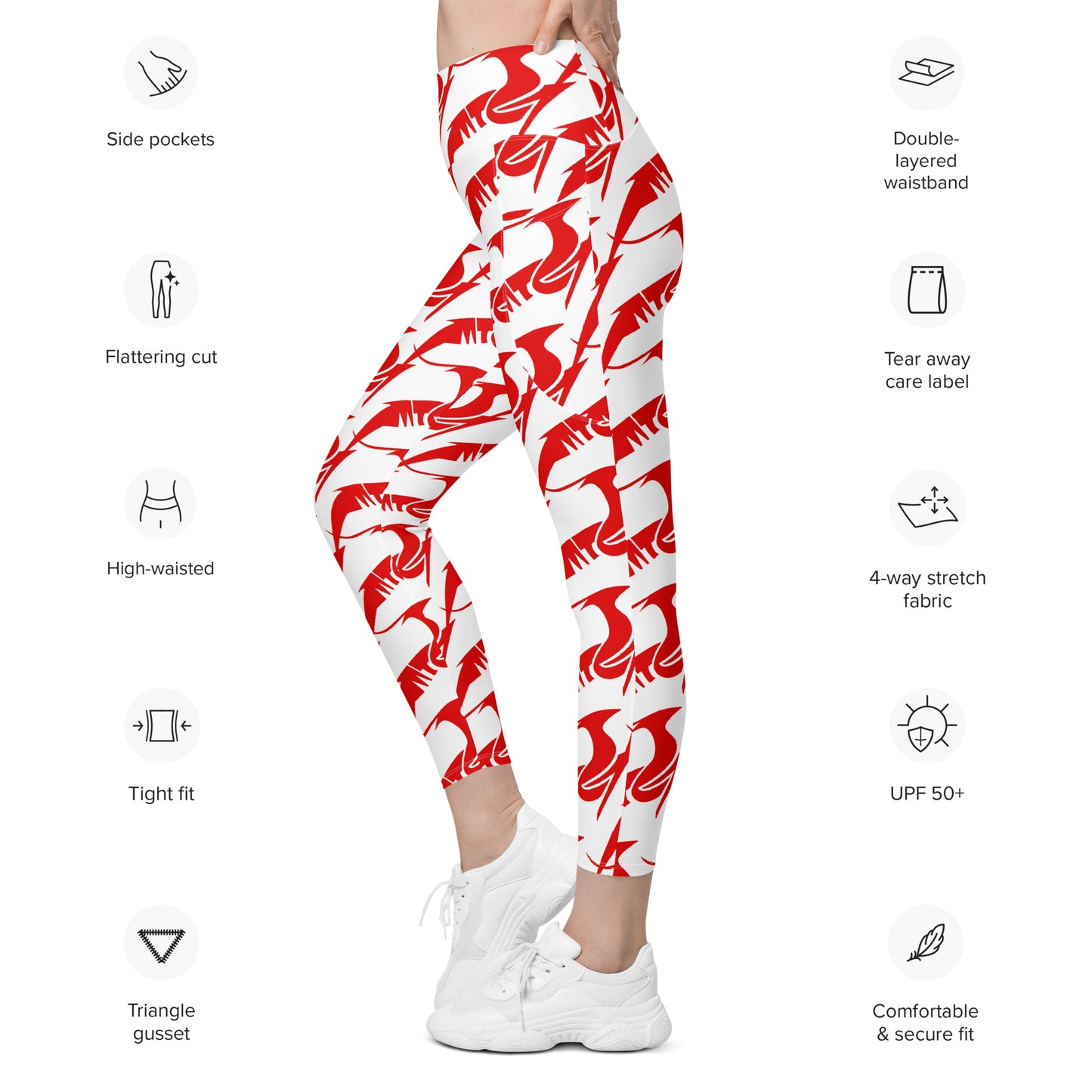 Candy Cane Leggings Women, Red White Striped Printed Yoga Pants